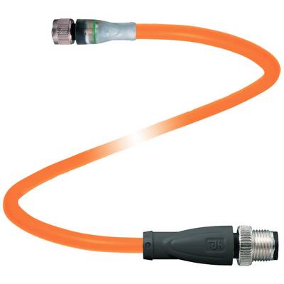Narančasti, fleksibilni električni kabel s utikačima na oba kraja, djelomično zaštićen, prikazuje zakrivljeni oblik.