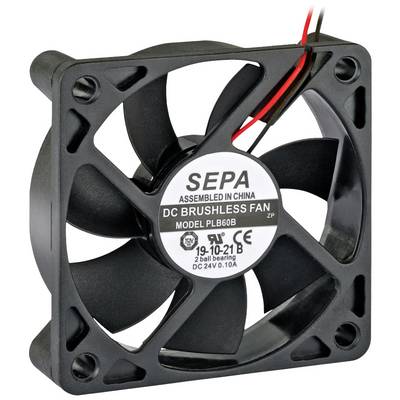 Crni, kvadratni ventilator s oznakom 'SEPA DC Brushless Fan'. Model PLB60B, 24V, montiran u Kini.