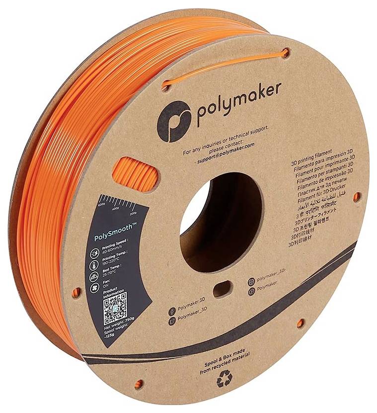 Polymaker PJ01008 PolySmooth 3D pisač filament PVB može se polirati 1.75 mm 750 g narančasta 1 St.