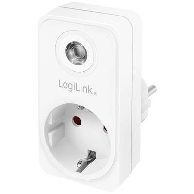 Bijela LogiLink utičnica s okruglim tipkalom za uključivanje/isključivanje na vrhu. Podesna za daljinsko upravljanje električnim uređajima.