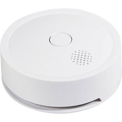 Okrugli, bijeli detektor dima s ventilacijskim otvorima na vrhu.