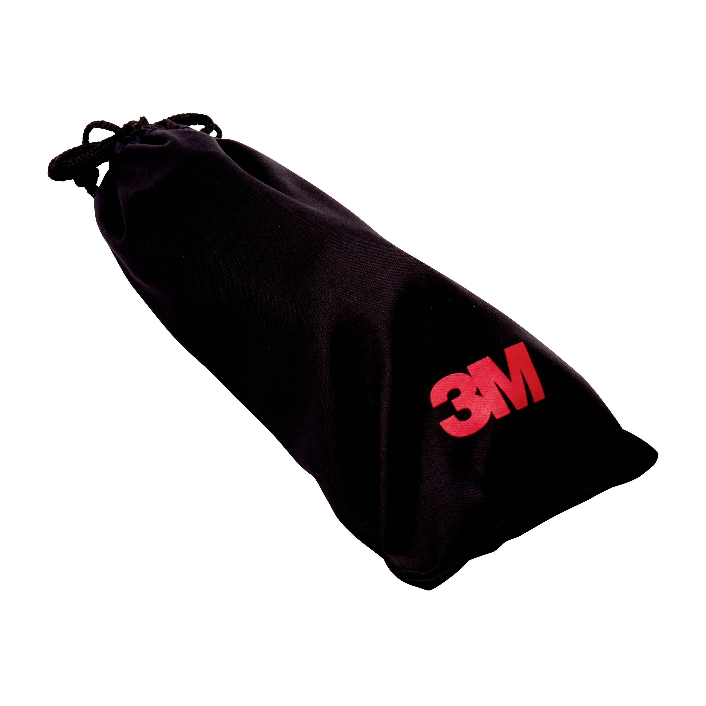 Crni platneni torba sa svezom, crveni '3M' logotip na prednjoj strani.