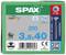 Kartonska ambalaža SPAX vijaka, veličina 3,5x40 mm, 200 komada nehrđajuće, pogodno za A2 nehrđajući čelik. Sadrži QR kod i kontrolni pečat.