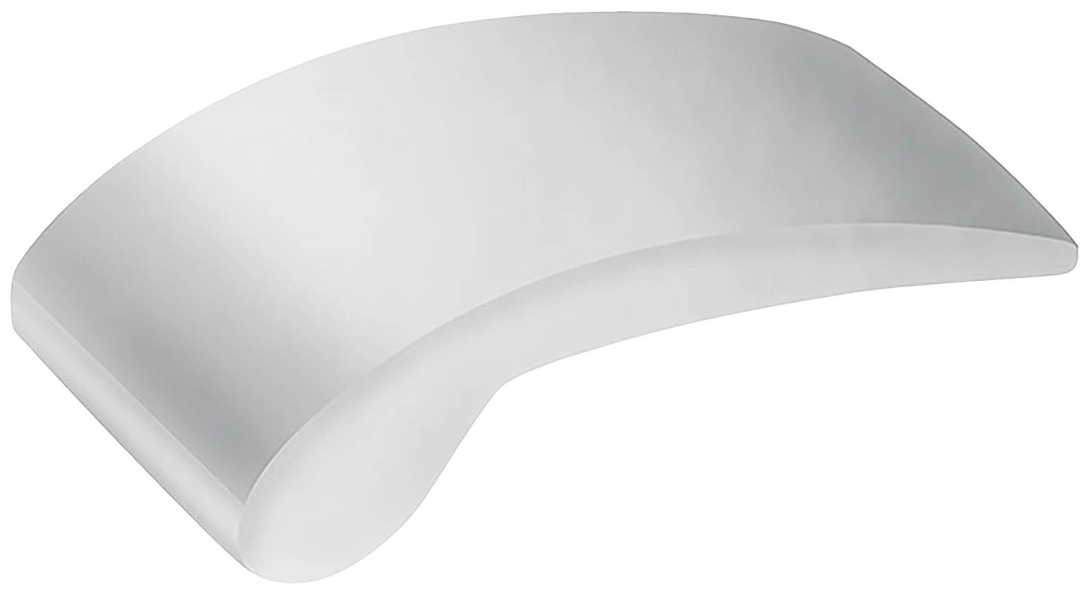 Zakrivljeni, bijeli jastuk za glavu ergonomskog oblika, dizajniran za optimalan komfor vrata i glave.