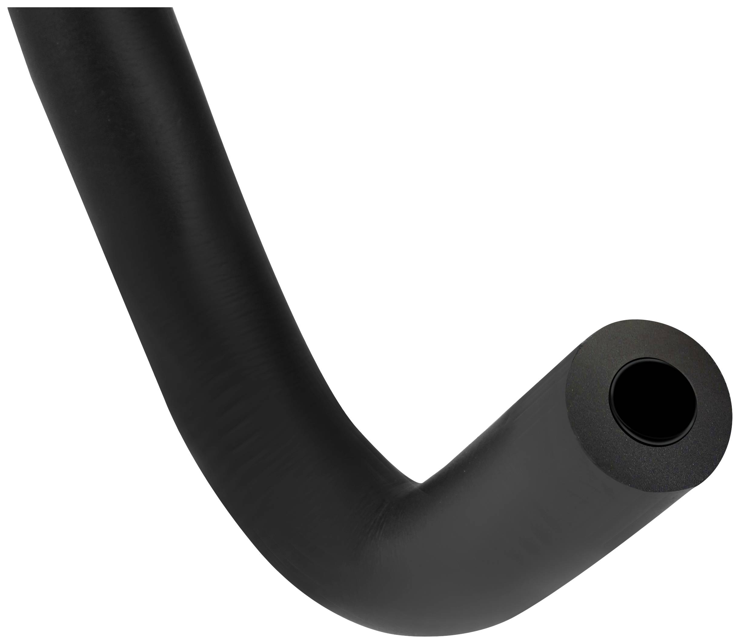 Crna savinuta cijev s otvorenim krajem.