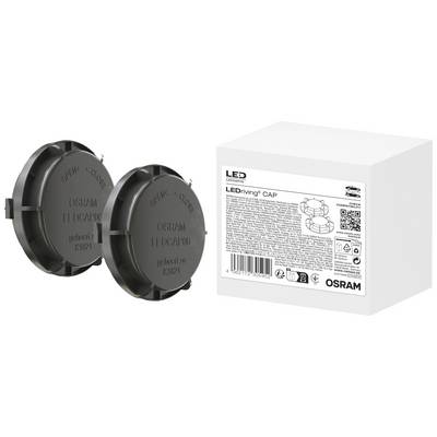 Dvije okrugle LED-kape tvrtke OSRAM pored ambalaže s tehničkim tekstom i QR-kodom. Ambalaža prikazuje dijagrame primjene.