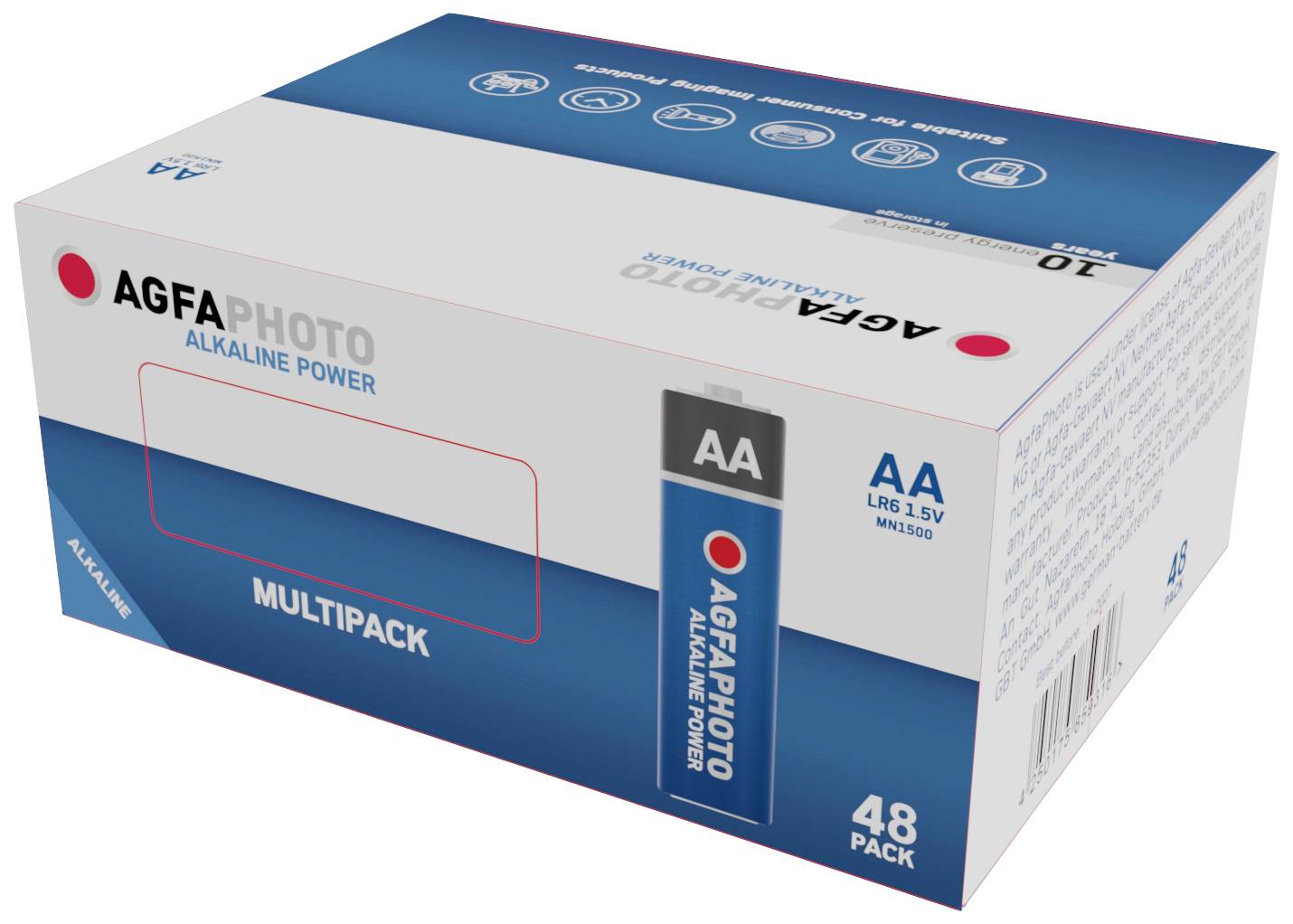 Pakiranje sa 48 AGFAPHOTO Alkaline Power AA baterija.