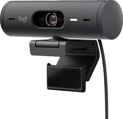 Webcam Full HD Logitech Brio 500 support à pince, microphone stéréo, cache intégré