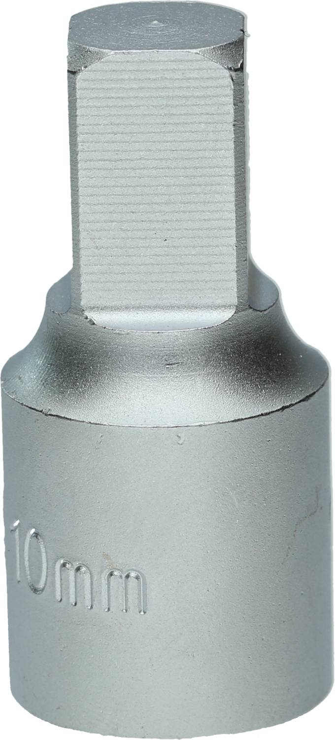 Srebrni 10mm unutarnji višezubi bit od metala, korišten za vijčane i učvršćivačke radove.