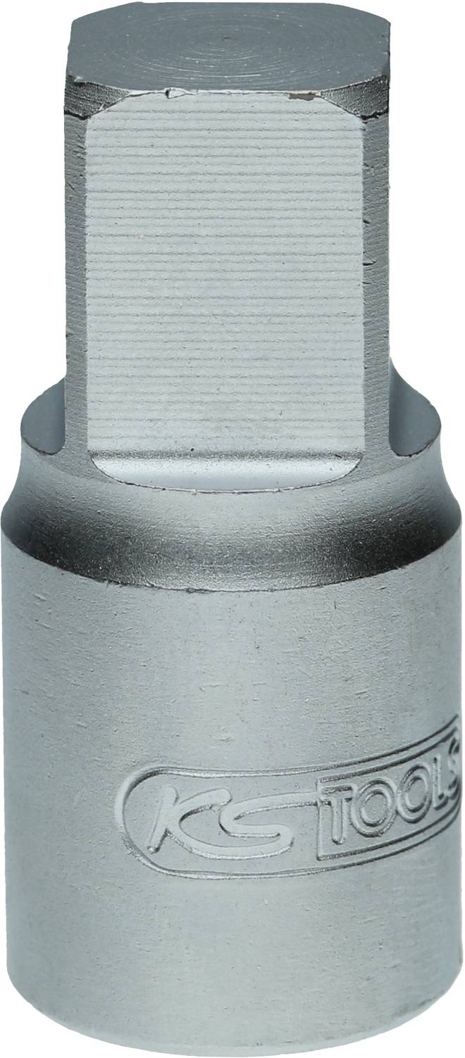Šesterokutni metalni nastavak za bit, cilindričnog oblika, s ugravljenim logotipom 'KS Tools', korišten za vijčane radove.