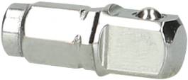 Srebrna metalna brza spojka šesterokutnog oblika s ugrađenim kuglični ležajem na vrhu, za spajanje pneumatskih alata.