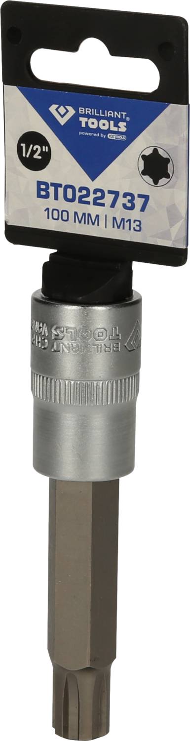 'Brilliant Tools' adapter za nasadni ključ, BT022737, duljina 100 mm, šesterokutni M18, naljepnica postavljena na vrhu drške.