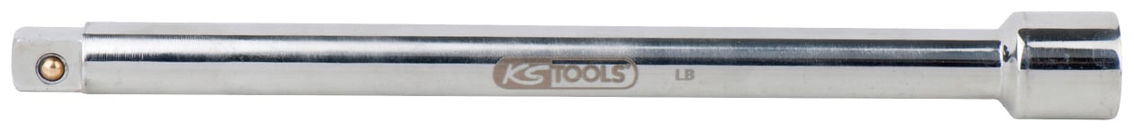 Kromirani produžni štap tvrtke KS Tools s četverokutnim otvorom na jednom kraju za upotrebu s nasadnim ključevima.