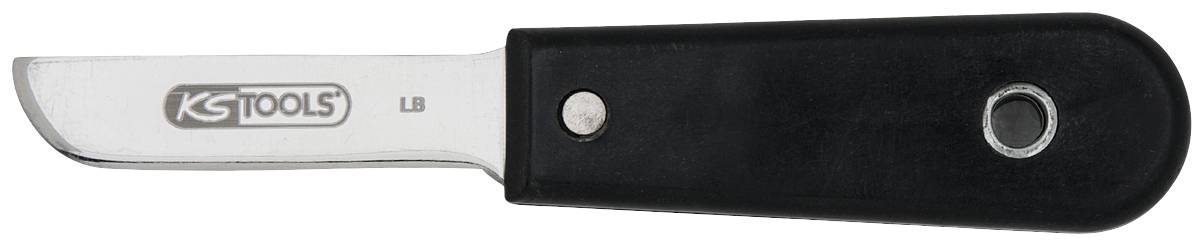 Mali nož s crnom ručkom i oštricom na kojoj piše 'KS TOOLS'.