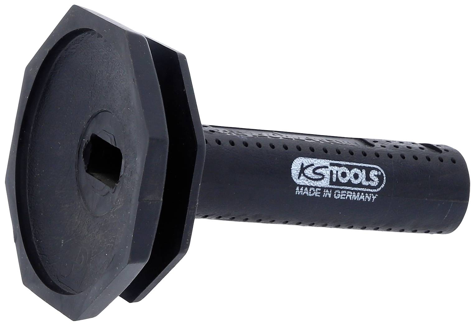 Crni plastični alat s heksagonalnom glavom, kvadratnim otvorom i natpisom 'KS Tools - Made in Germany'.