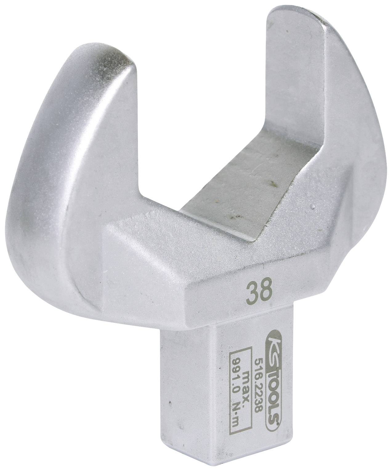 Podesivi vilasti ključ izrađen od metala, velik i srebrne boje, s utisnutim brojem '38' i ručkom s logotipom proizvođača.