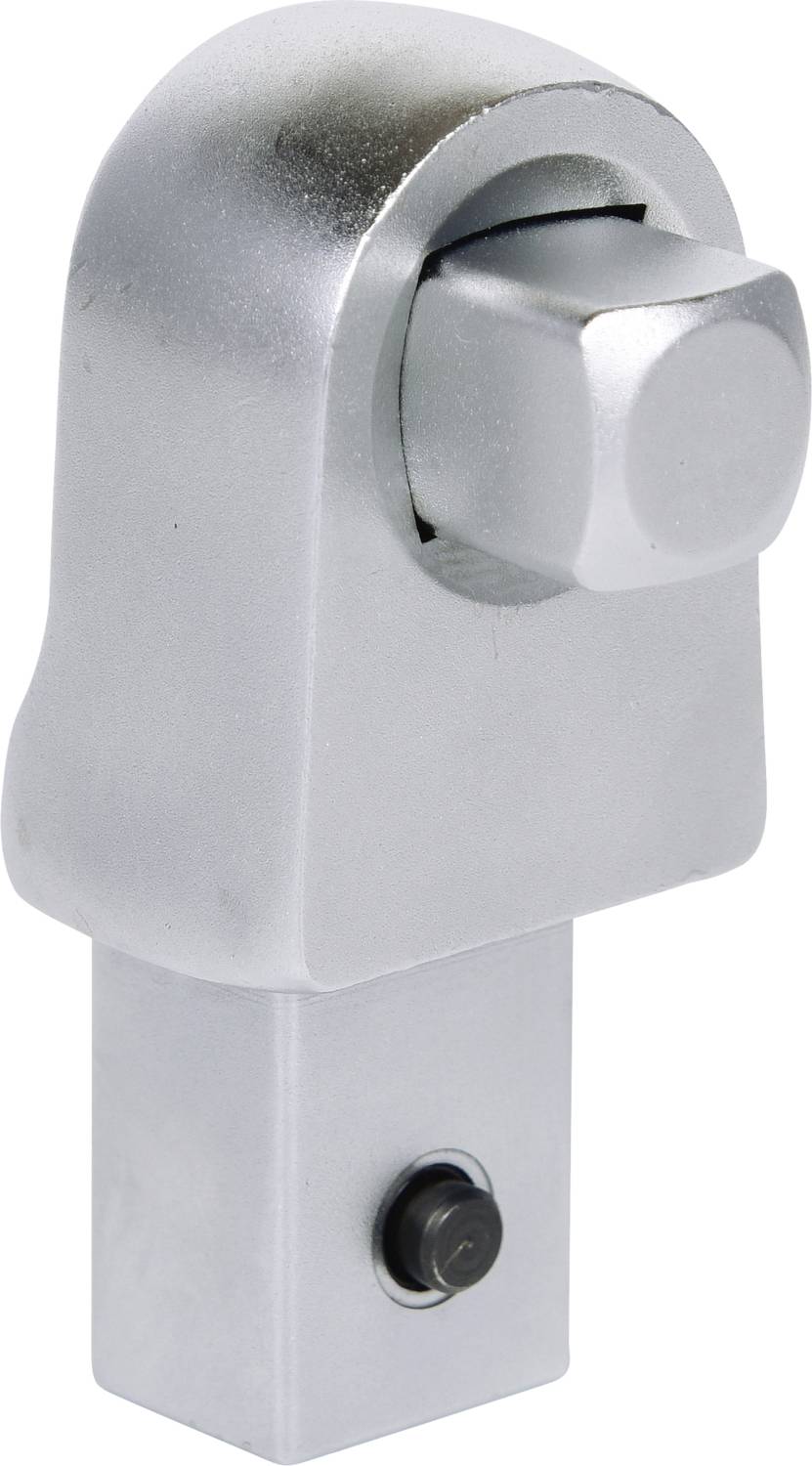 Srebrni metalni zatvarač s kvadratnim zapornim mehanizmom na vrhu i gumbom sa strane, korišten za sigurnosne svrhe.
