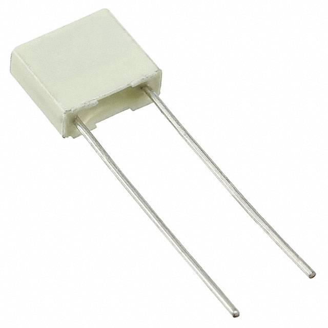 Bijeli električni otpornik s dva metalna kraka izlazi, na bijeloj pozadini.
