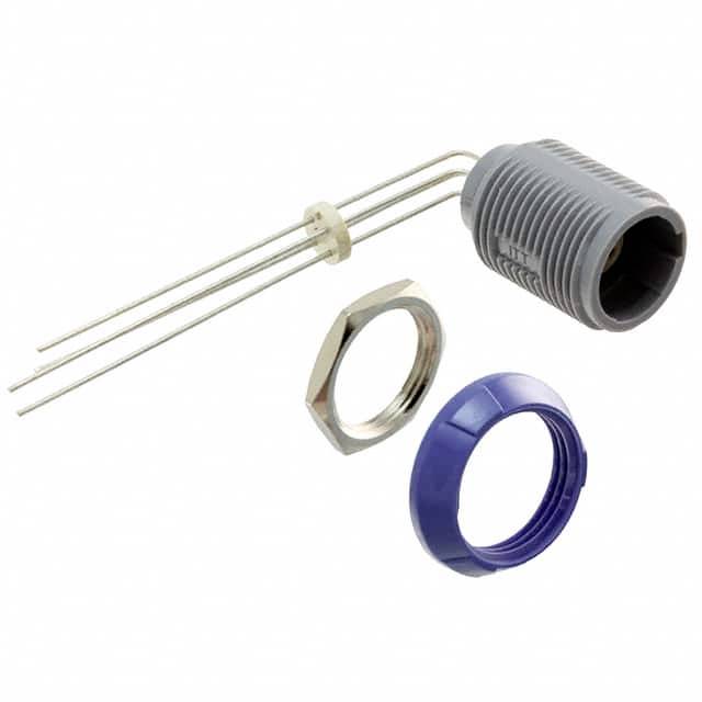 Metalni senzorski element s plastičnom čahurom, dvije matice i plavim vijčanim poklopcem. Koristi se za mjerenje temperature.