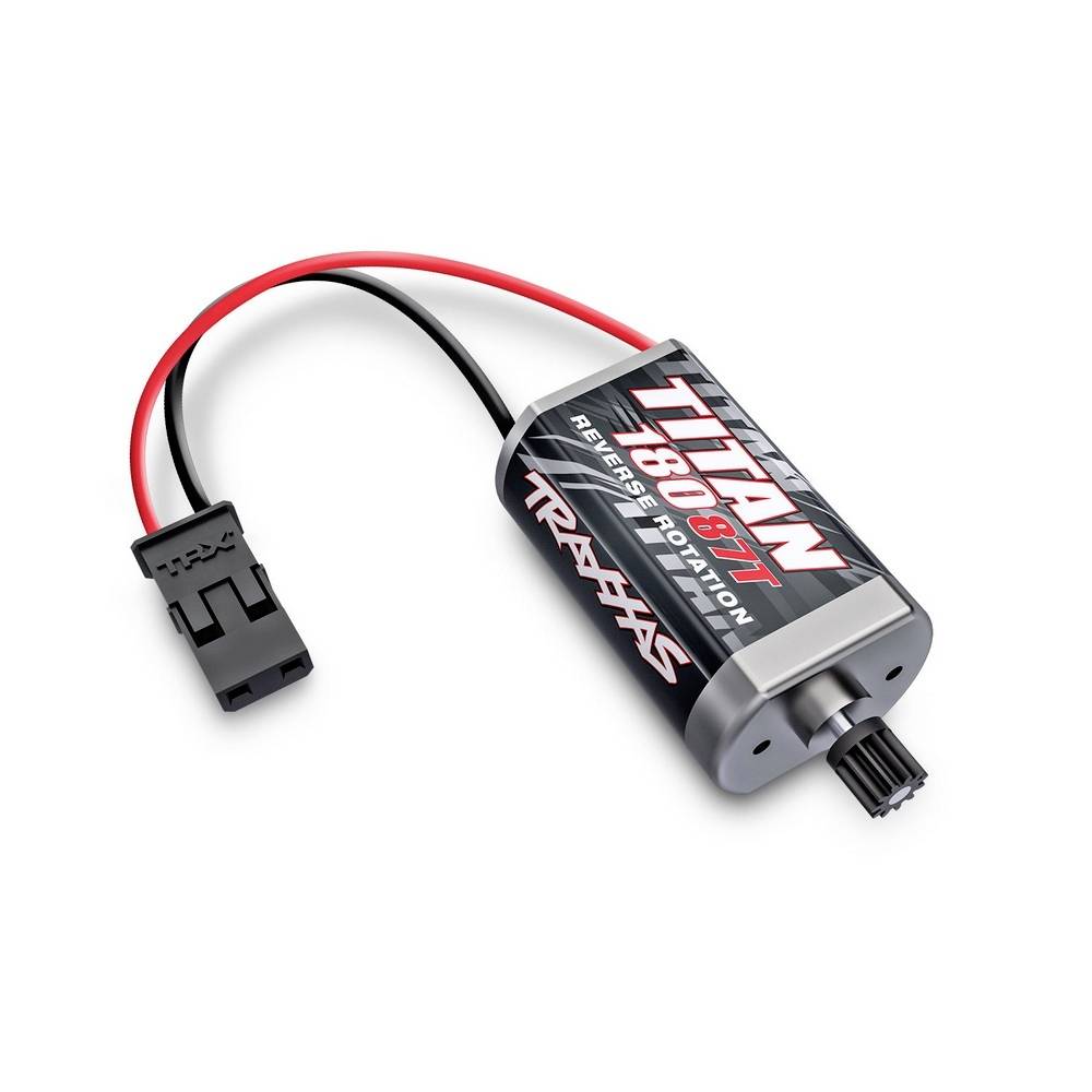 Elektromotor s natpisom 'Titan 180 Reverse Rotation', crno kućište, crveni i crni kabel, priključni utikač.