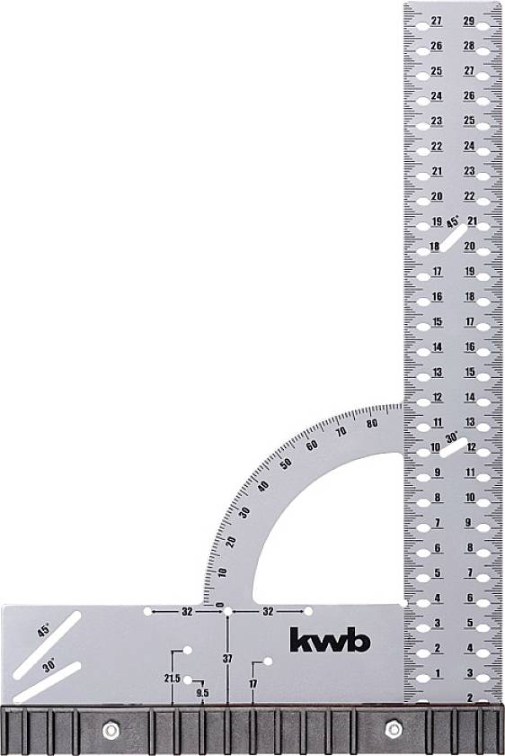 Čelični trokut s mjernom skalom. Sadrži mjerenje kutova i metrijske skale. Pomagalo za precizno mjerenje i crtanje kutova i duljina.