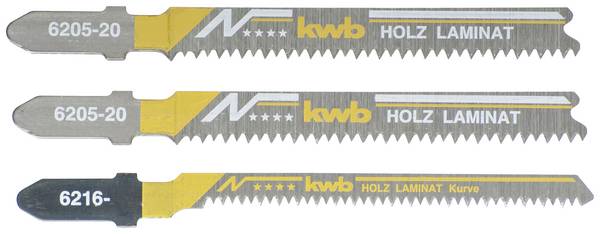 kwb 622320 Set listova ubodne pile, LAMINAT, obrada drveta, bimetal, 2 x fini, 1 x zakrivljeni 3 St.
