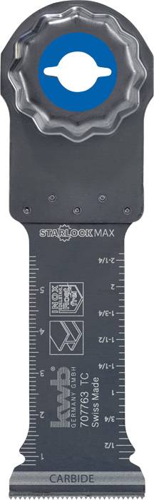 'Starlock Max' list pile sa nazubljenim rubom izrađen od čelika; otisnuto logotip marke i informacije o proizvodu.