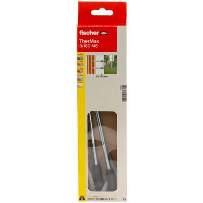Pakovanje za fischer TherMax 8/180 M6 sidrene anker za montažu na zid, prikazuje sliku proizvoda i raspon veličine 180-180 mm.