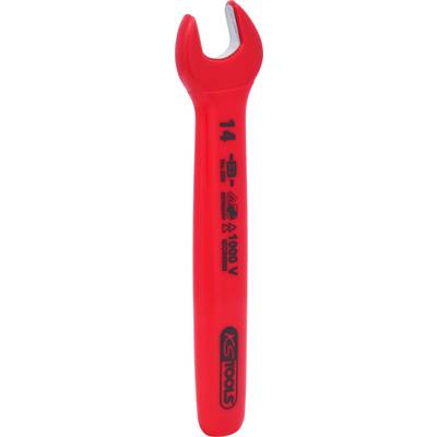 Crveni izolirani ključ za vijke s logom GS-Tools, pogodan za radove do 1000V. Označen veličinom '14'.