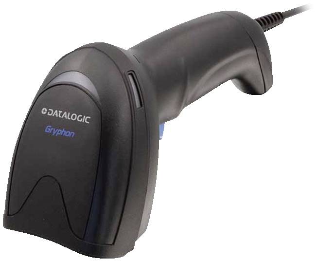 Crni ručni skener marke 'Datalogic Gryphon' s ergonomskom ručkom i kabelom.