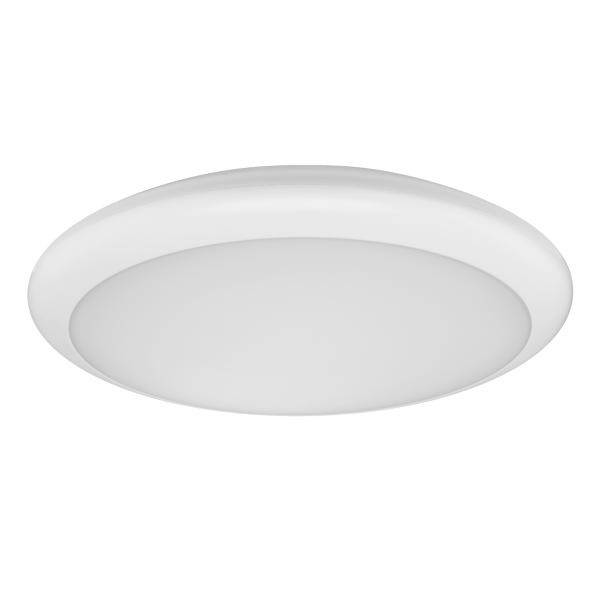 Okrugla bijela stropna lampa s difuznom zaštitom, pogodna za ravnomjerno osvjetljenje, idealna za moderne unutarnje prostore.