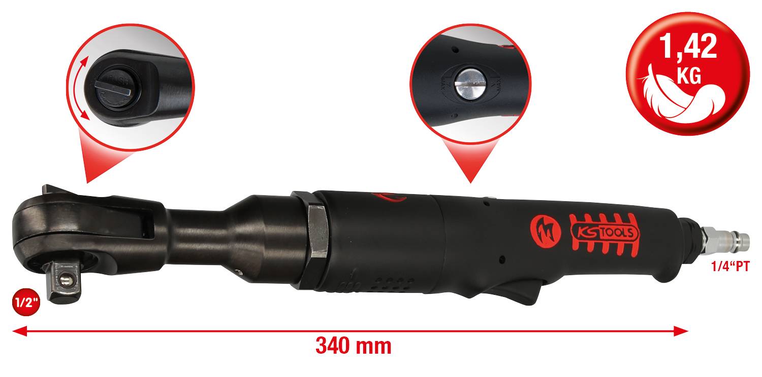 Pneumatski račvasti odvijač, 340 mm, težina: 1,42 kg, 1/4" PT priključak, 1/2" četvrtasti prihvat