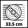 Simbol lista kružne pile s linijama brzine, tekst '33,5 cm'.