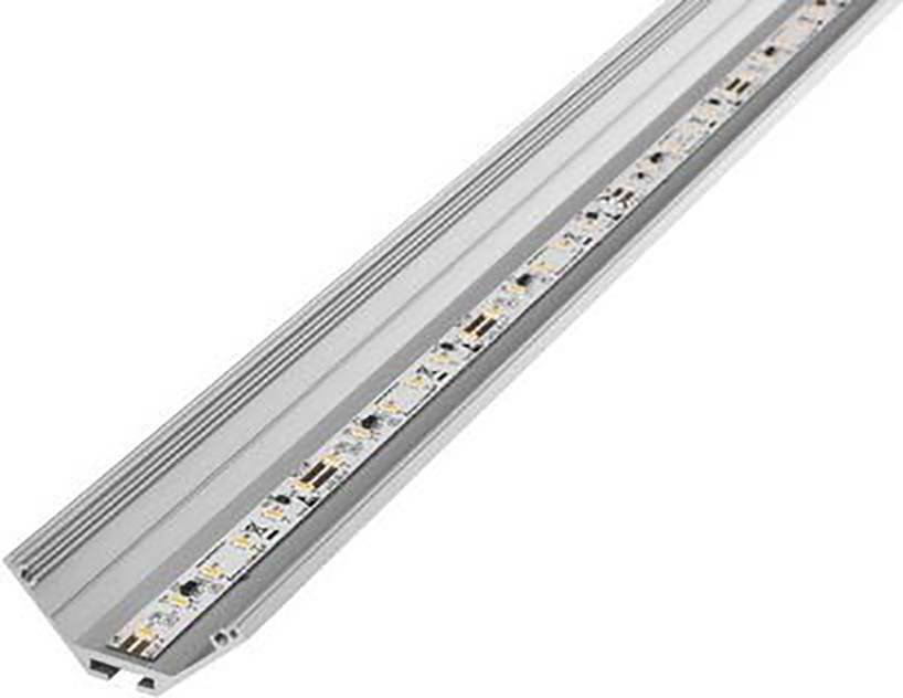 Srebrni aluminijski profil s ugrađenom LED trakom. Služi za učvršćivanje i hlađenje LED rasvjete.
