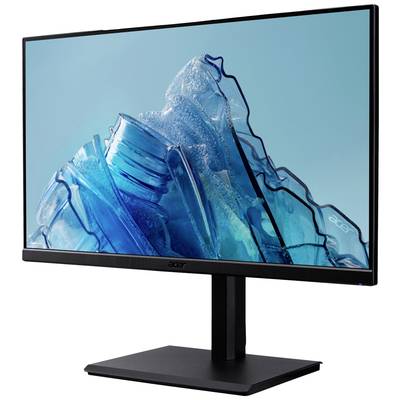 Acer monitor s plavom glacijskom slikom na crnoj stalnoj podlozi.