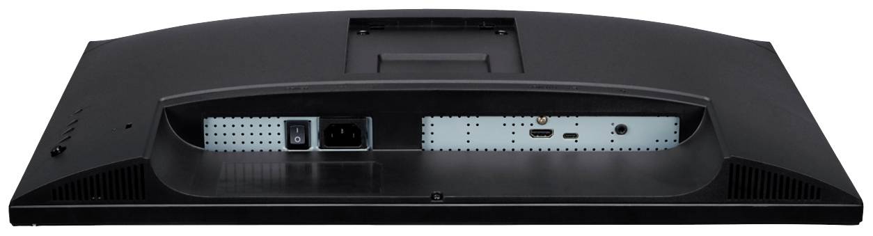 Stražnja strana monitora s različitim priključcima: mrežni priključak, HDMI i VGA.