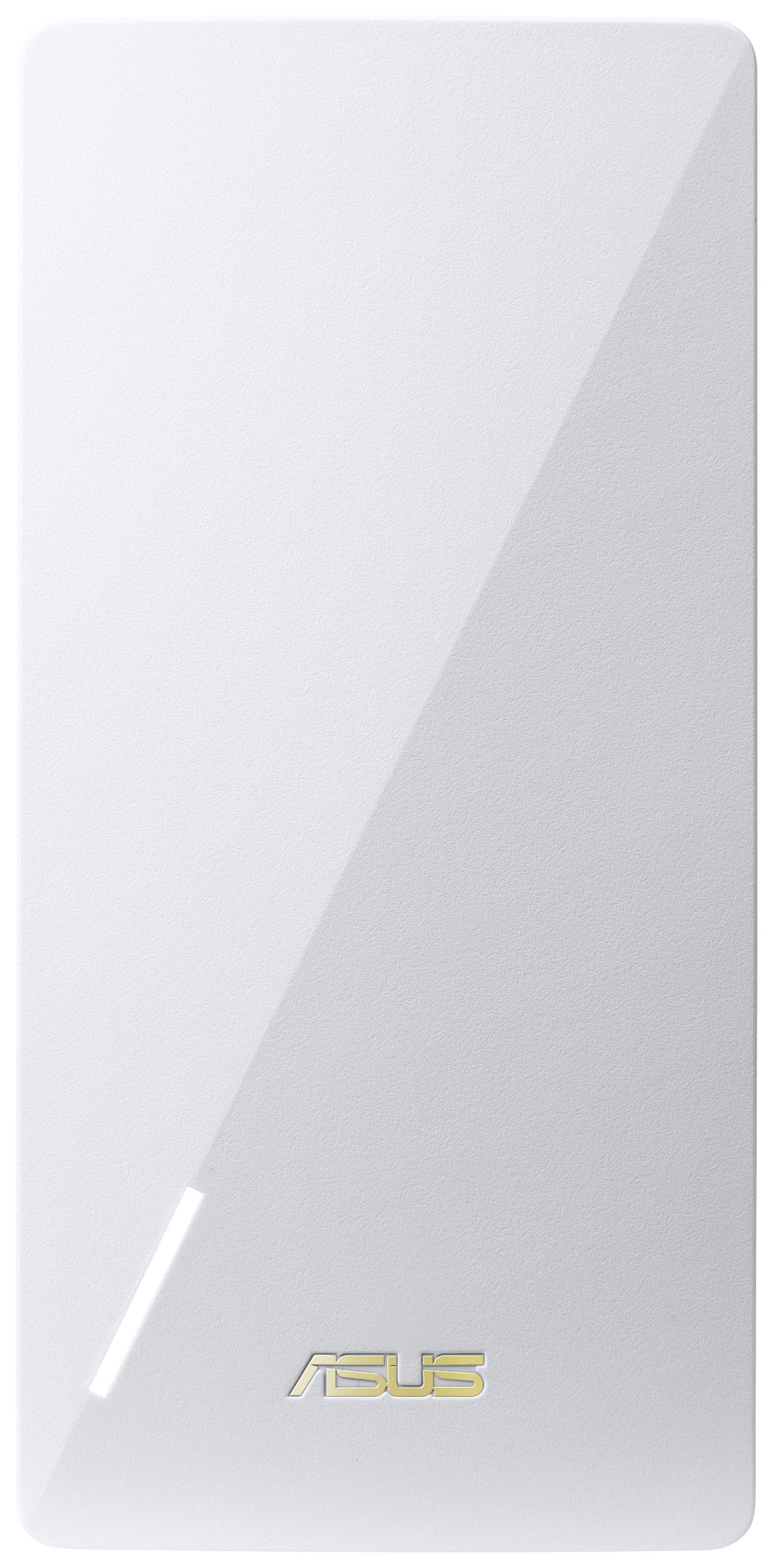 Bijela, pravokutna ASUS jedinica s glatkom površinom i diskretnim zlatnim ASUS logotipom pri dnu. Dizajn uređaja je minimalistički.