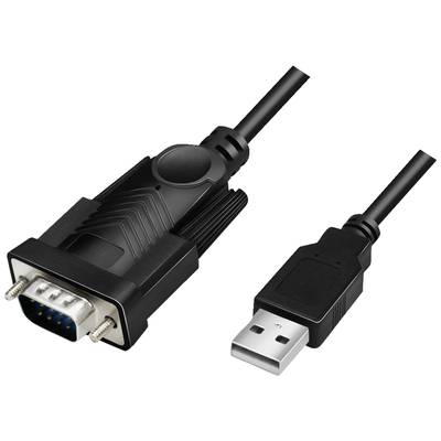 Prikaz crnog adaptera koji povezuje serijsko sučelje s USB utikačem.