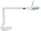 Bijela LED lupa sa savitljivom rukom i čvrstom postoljom, opremljena kružnom lećom za precizne radove.
