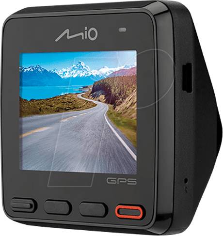 Mali crni GPS uređaj prikazuje sliku zavijene planinske ceste sa snijegom pokrivenim vrhovima u pozadini na svom zaslonu.