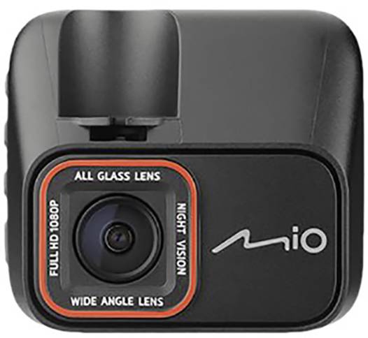Nadzorna kamera s objektivom širokog kuta, funkcijom noćnog vida i FULL HD 1080p rezolucijom. Vidljiv logotip marke 'mio' na kameri.