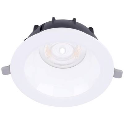 Okrugli LED stropni reflektor u bijelom kućištu sa vidljivim izvorom svjetlosti, pogodan za stambene ili radne prostore.