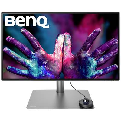 Monitor s logotipom BenQ-a prikazuje dvije šarene, bojom prekrivene ruke koje sugeriraju kreativnu i umjetničku temu.