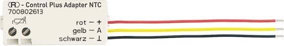 'Kontrolni Plus Adapter NTC 700602613' s priključcima: crveni (+), žuti (A), crni (-). Tri kabela: crvena, žuta, crna.