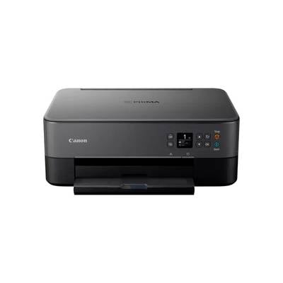 Crni Canon printer s malim zaslonom i upravljačkim tipkama sprijeda. Ladica za papir nalazi se dolje.