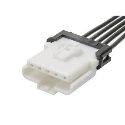 Bijeli električni utikač sa četiri bakrene kontaktne točke i crnim kabelima, pogodan za elektronske spojeve i ožičenje.