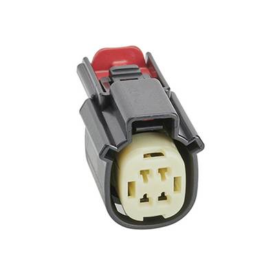 Utikač za elektroničku vezu, crn s crvenim umetkom i bijelim priključkom, pogodan za vozačke primjene.