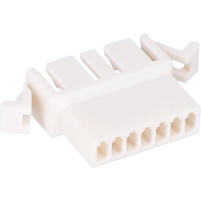 Bijeli plastični električni priključak sa šest pravokutnih utora poredanih u nizu, prikazan iz blago nagnutog kuta.