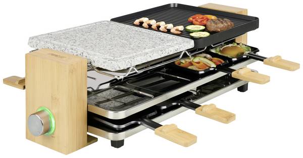 Princess Pure 8 Raclette premaz protiv lijepljenja, 8 posuda crna, kamen, bambus boja