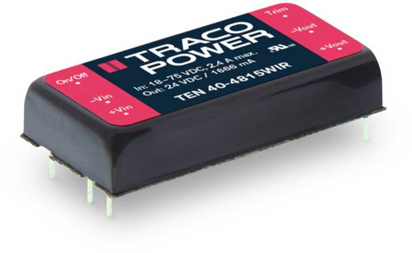 TracoPower  TEN 40-7223WIR  DC/DC pretvarač za tiskano vezje  110 V/DC  15 V/DC, -15 V/DC  1.333 A  40 W  Broj izlaza: 2 x  Content 1 St.